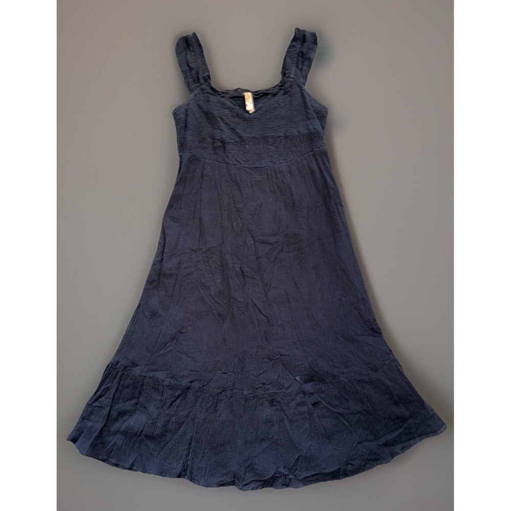Maeve Anthropologie Black Gauze Dress‎ Boho Empire Waist Tiered Lined Sundress 8